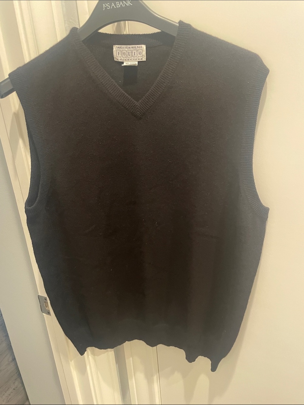 Saks Fifth Avenue Black V-Neck Sweater Vest